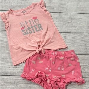 Child of Mine Baby Girls Pink Ruffled Top and Shorts